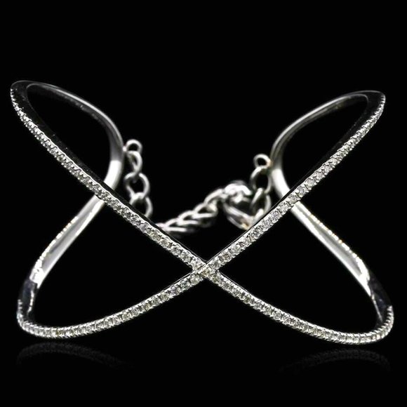 1.5 ctw Diamond Bangle Bracelet on 14k White Gold - Picture 1 of 6